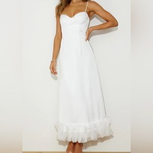 ALL YOUR ATTENTION SATIN MAXI DRESS WHITE